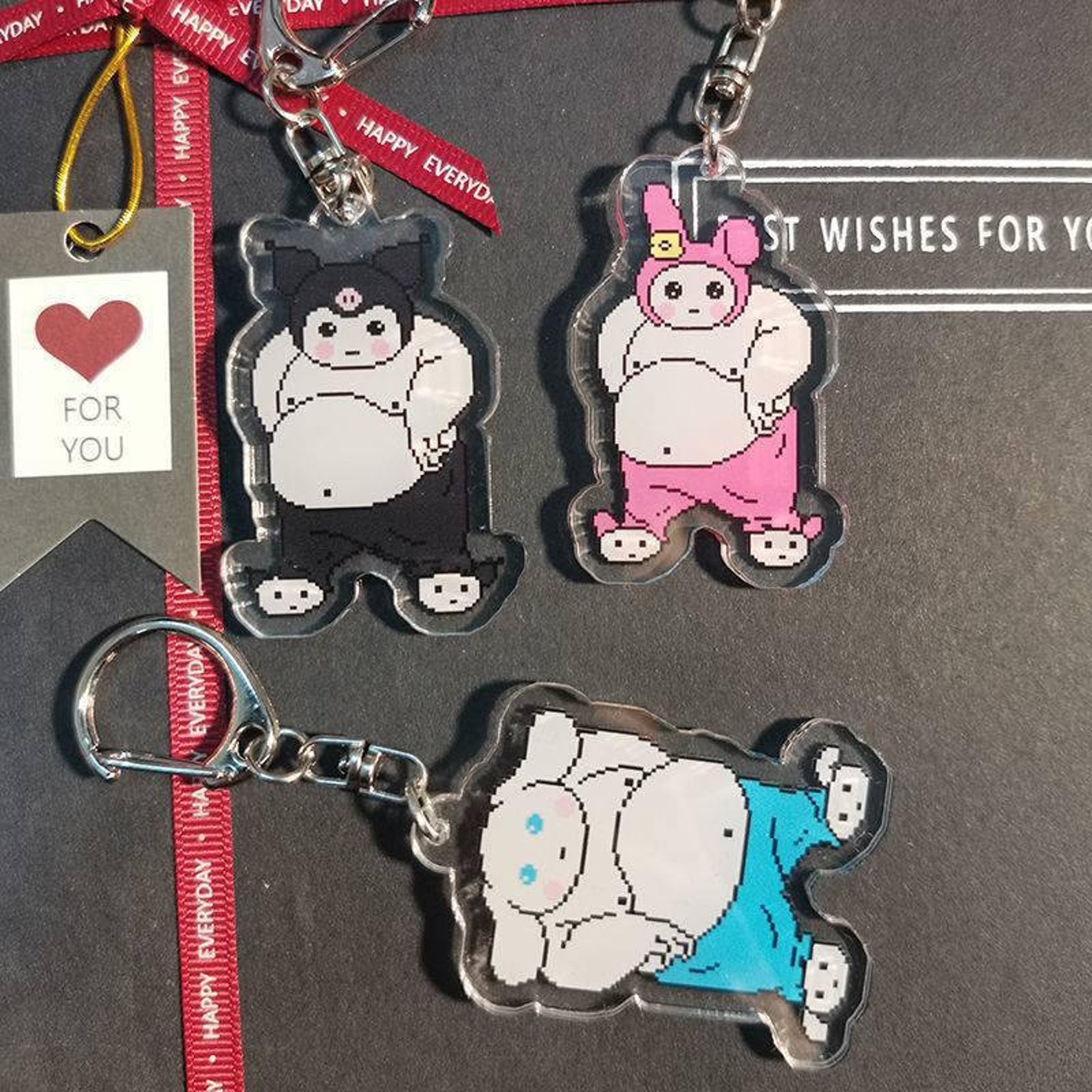 Buff Chubby Kuromi Kawaii Keychain Hello Kitty Cinnamoroll Etsy