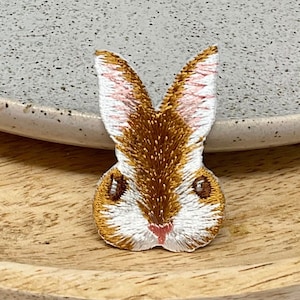 RABBIT Embroidered IRON on PATCH Heat Adhesive Animal Patches, Bunny Rabbit patch, Easter Rabbit adhesive patch, Gift for rabbit lover