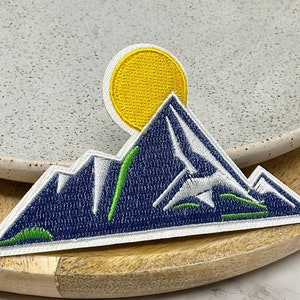 Embroidered IRON ON PATCH Iron Heat Adhesive Traveling Decoration Adornment Embellishment Ornament Mountain Climb Higher Forest Nature Sun