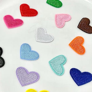 HEART MINI Embroidered IRON on Patch, Multicolor Patches, Heart Heat Adhesive Backing, Valentine Love, Do It Yourself, Adhesive clothe patch
