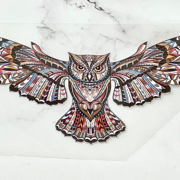 Vinyl IRON ON PATCH Heat Adhesive Backing Vinyl Patches Animal Adornment Decoration Owl Hawk Giant Transfer Ready to Press Decal Sticker