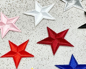 Embroidered IRON on PATCH Star Golden Silver Black Patches Heat Adhesive Backing Decoration Adornment Embellishment Patchwork Christmas