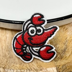 LOBSTER Embroidered IRON On PATCH Heat Adhesive Animal Patches Adornment Applique Badge Small Mend Wild Baby Octopus Sea Food Blue Squishy