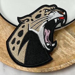 LEOPARD Embroidered IRON on PATCH Heat Adhesive Animal Patches Adornment Decoration Hole Jeans Small Big Mend Africa Wild Cat Leopard