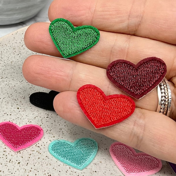 Embroidered IRON on PATCH Multicolor Patches, Heart Heat Adhesive Backing, Valentine Love, DIY Do It Yourself, Adhesive cloth patch