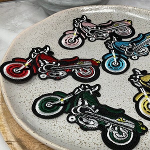 MOTO Embroidered IRON on PATCH Motorbike iron on patch - Heat Adhesive Patches - Backpack adhesive patch - Motorcycle adhesive patch - blue