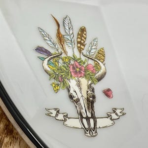 ANIMAL SKULL IRON on patch vinyl Heat Adhesive Backing, patches Animal Skull Adornment Decoration Jeans Cow Feather Fun Iron on transfer