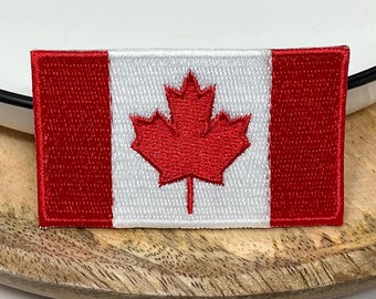 CANADA FLAG EMBROIDERED Iron On patch Heat Adhesive Backing Patches Old Canadian Flag Adornment Decoration Travel Fun Iron on transfer