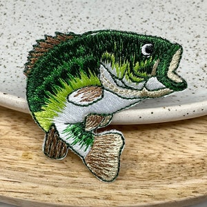 FISCH Bestickter Aufnäher zum Aufbügeln, Aufnäher mit Fischmotiv, Applikation, Geschenk für Angelliebhaber, Klebepatch für Jeansweste