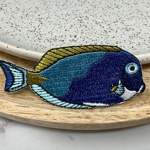 FISH Embroidered IRON on PATCH Heat Adhesive, Shark Patches, Decoration Applique Badge Small Mend Wild Baby Fish Sea Water Blue Water