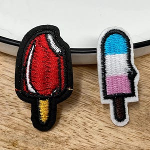 POPSICLE Embroidered IRON on PATCH Iron Heat Adhesive Popsicle Food Dessert To Eat Ice Cream Cone Cake Treats Collectible Sticker Badge