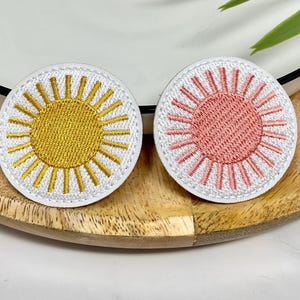 SUN IRON on PATCH Sun and Moon Embroidered  Heat Adhesive Decoration Yin Yang Ornament Badge Orange Yellow Planet Astral Applique