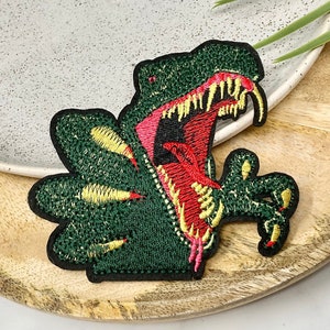 Dinosaur Embroidered IRON ON PATCH Heat Adhesive Patches Adornment Decoration Badge Wild Applique Tropical Reptile Extinct Crocodile Dino