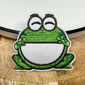 FROG Embroidered IRON on PATCH Heat Adhesive Animal Patches,  Iron on Applique grog Green Funny Kids Cool, Gift for kids frog lover