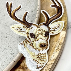 ROE DEER Embroidered IRON on patch Reindeer Heat Adhesive, Applique Badge, Roe Animal Patches, Adornment Decoration, Jeans patch