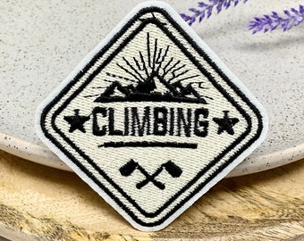 CLIMBING Embroidered IRON ON Sew On patch Heat Adhesive Climbing Mountain Tree Forest Adventure Traveling Camping Sport Sun Adventure Camp