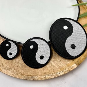 YIN YANG Embroidered IRON on Patch Heat Adhesive Patches Decoration Small Buddha Lotus Zen Spiritual Chinese Taoism Duality Meditation Yoga