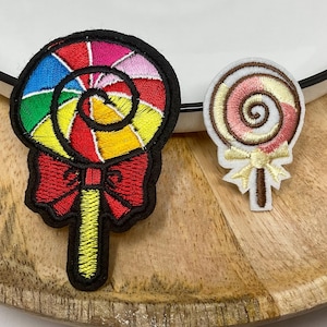 LOLLIPOP Embroidered IRON on patch Iron Heat Adhesive Candy Sweet Decoration Adornment Embellishment Ornament Food Dessert Bow Kids Child