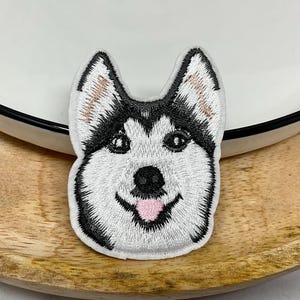 Toppa termoadesiva ricamata HUSKY, a forma di cane, animale domestico, modello Malamute, regalo per gli amanti dei cani husky, toppa per cani per stoffa.