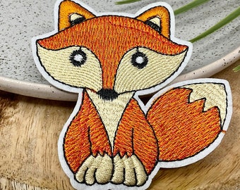 FOX IRON on PATCH Embroidered Heat Adhesive Fox Wild Animal Patches, Adornment Decoration Applique, fox for backpack, T-shirt, clothes