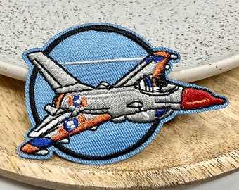 Embroidered IRON ON PATCH  Aircraft Fighter Aeroplane Jet Badge Heat Adhesive Airplane Travelling Adornment Army Flight Holiday Travelling