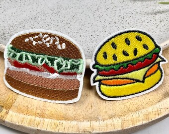 BURGER Embroidered IRON on PATCH, Iron Heat Hamburger adhesive patch, burger iron on patch, Burger for clothes, fast food burger patch