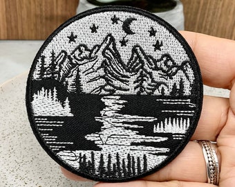 Embroidered IRON ON PATCH Iron Heat Adhesive Traveling Decoration Adornment Embellishment Ornament Mountain Climb Higher Forest Nature Sun