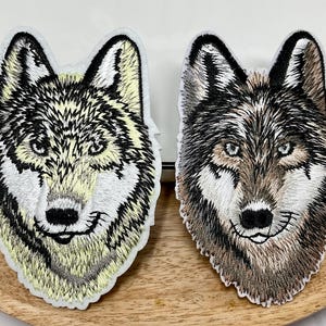 WOLF Embroidered IRON on PATCH Heat Adhesive Animal Patches, Winter Cool Badge Applique Wolf for cloth, Gift husky adhesive patch wolf