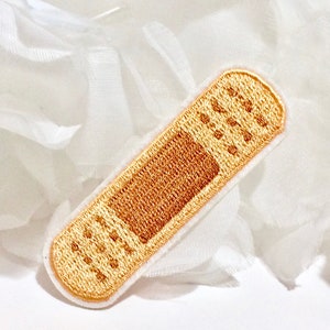 BAND AID Embroidered IRON on Patch Iron Heat Adhesive Applique Badge Medical Plaster Band-Aid First Aid, Sew on Patches Custom Clothes