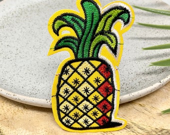 PINEAPPLE Embroidered IRON on PATCH Patches, Funny Pineapple Fruits, Embroidery Badge Food Cool, Yellow Green Pineapple applique, sew on