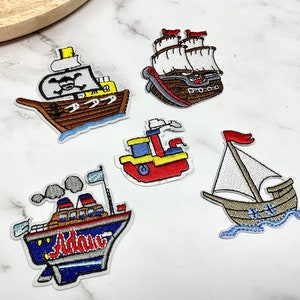 SAIL BOAT Embroidered IRON on Patch Sail Boat Heat Adhesive Naval Boat Water Small Decoration Adornment Ornament Marine Navy Preserver Blue
