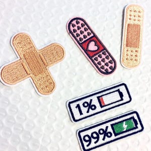 BAND AID Embroidered IRON on Patch Iron Heat Adhesive Applique Badge Medical Plaster Band-Aid First Aid, Sew on Patches Custom Clothes