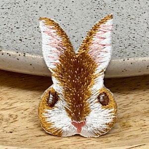 RABBIT Embroidered IRON on PATCH Heat Adhesive Animal Patches, Bunny Rabbit patch, Easter Rabbit adhesive patch, Gift for rabbit lover