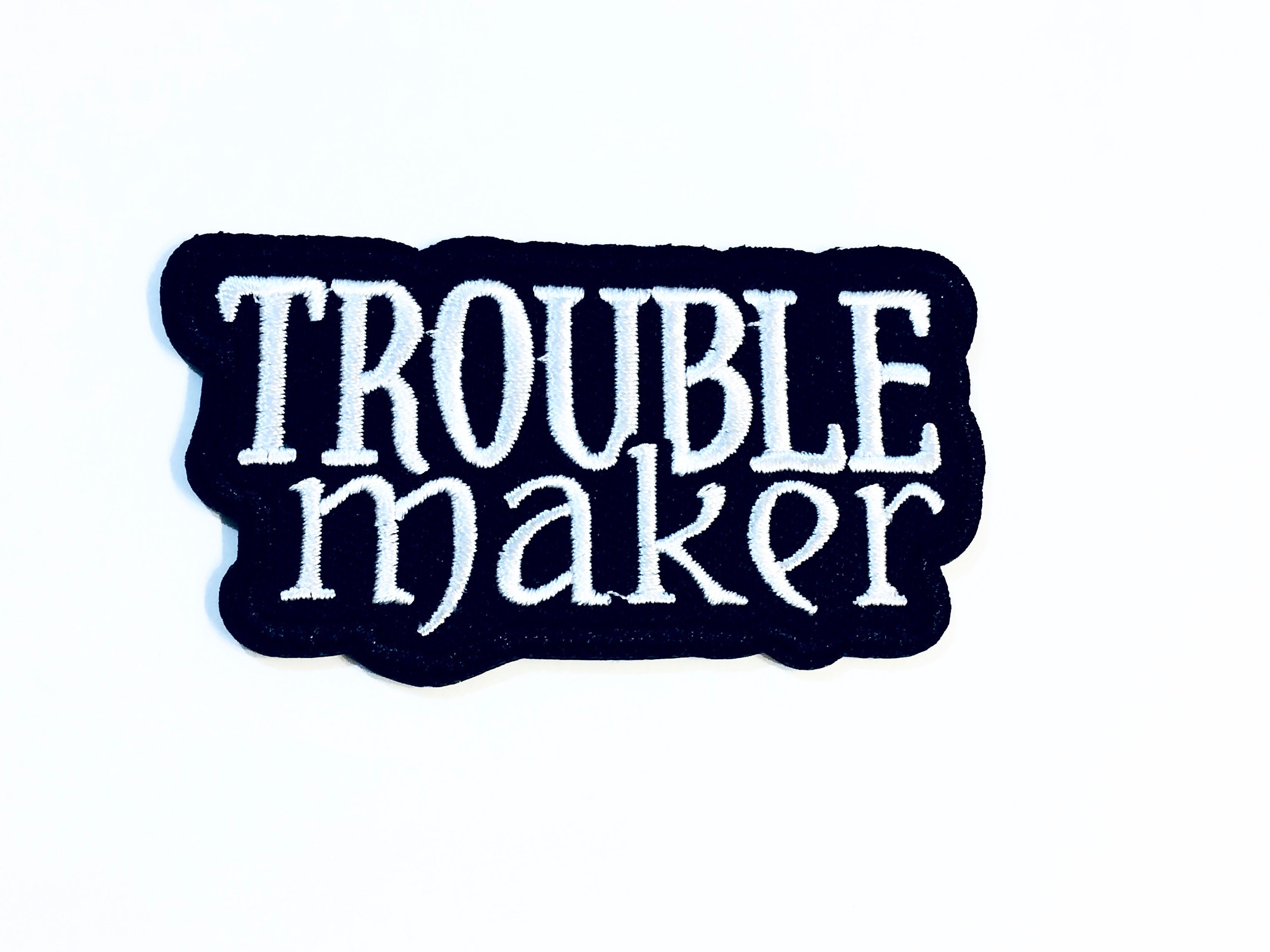 Embroidered Iron On Patch Black White Lettering Citation Etsy