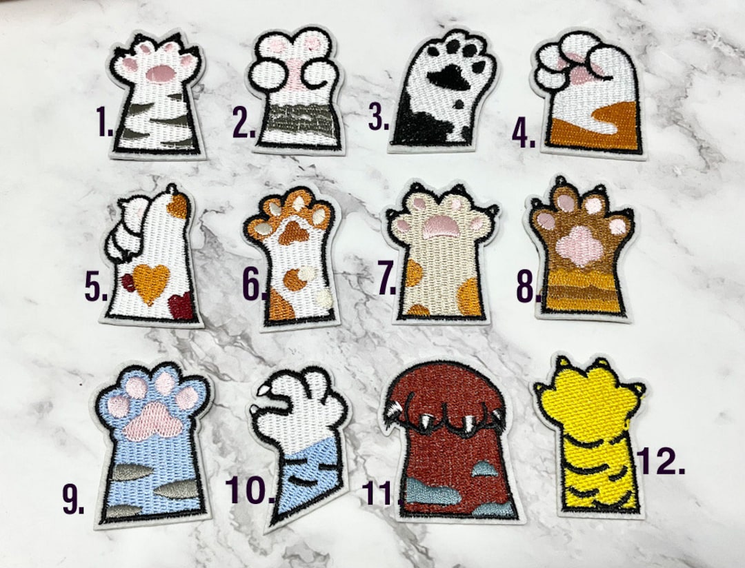 Embroidered IRON on PATCH Cat Paw & Bear Pet Heat Adhesive Etsy