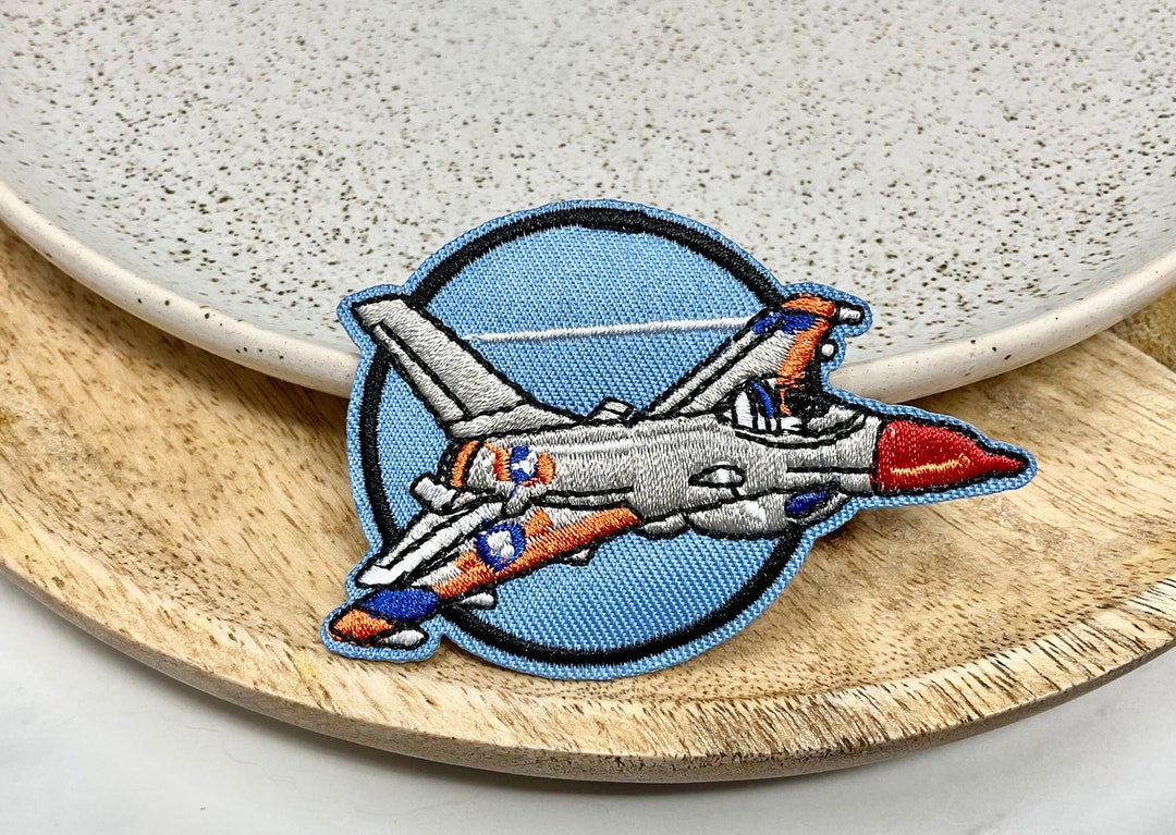 Embroidered IRON ON PATCH Aircraft Fighter Airplane Jet Badge Heat ...