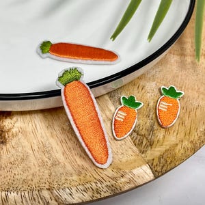 CARROT Embroidered IRON on patch Veggie Treat Iron Heat Adhesive Lollipop Candy Tomato Food Dessert To Eat Mushroom Fun Funny Vegetable