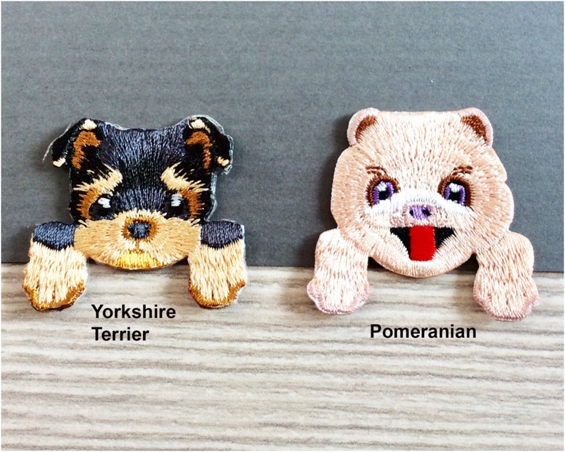 Embroidered IRON ON PATCH Heat Adhesive Pocket Dog Pet Animal Beagle Boxer Chihuahua Schnauzer Poodle German Shepherd Corgi Pug Dalmatian