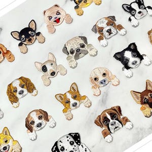DOG POCKET Embroidered IRON on patch Heat Adhesive, Pocket Dog Pet Animal patch, Doggy Beagle Chihuahua Schnauzer Poodle German Shepherd