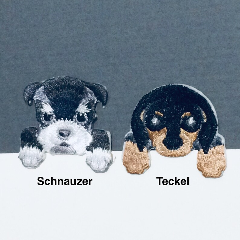 Embroidered IRON ON PATCH Heat Adhesive Pocket Dog Pet Animal Doggy Small Chihuahua Schnauzer Poodle German Shepherd Corgi Pug Dalmatian