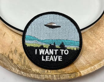 Embroidered IRON ON PATCH Iron Heat Adhesive Get Lost Adventure Traveling Decoration Adornment I Want to Leave Ornament Forest Trees