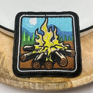 Fire Symbol Flames Embroidered IRON on PATCH Patches Heat Adhesive Backing Patchwork Blaze Warning Hazardous Camper Tattoo Danger Warning