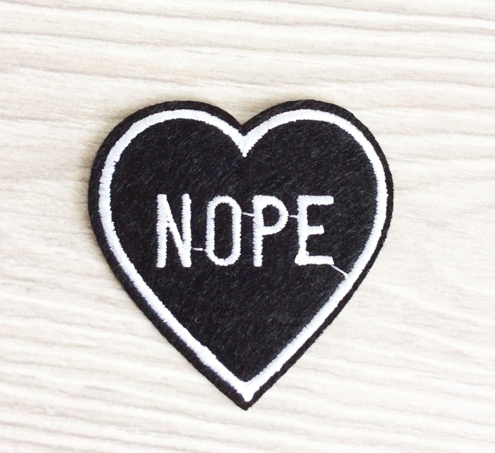 Badge Sew on patch Applique Multicolour Nope Slogan Heart Iron on