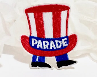 Embroidered IRON On Sew On PATCH American Flag Expression Peace Sign Heat Adhesive Adornment Applique Badge Parade Band Patriotic Party Hat