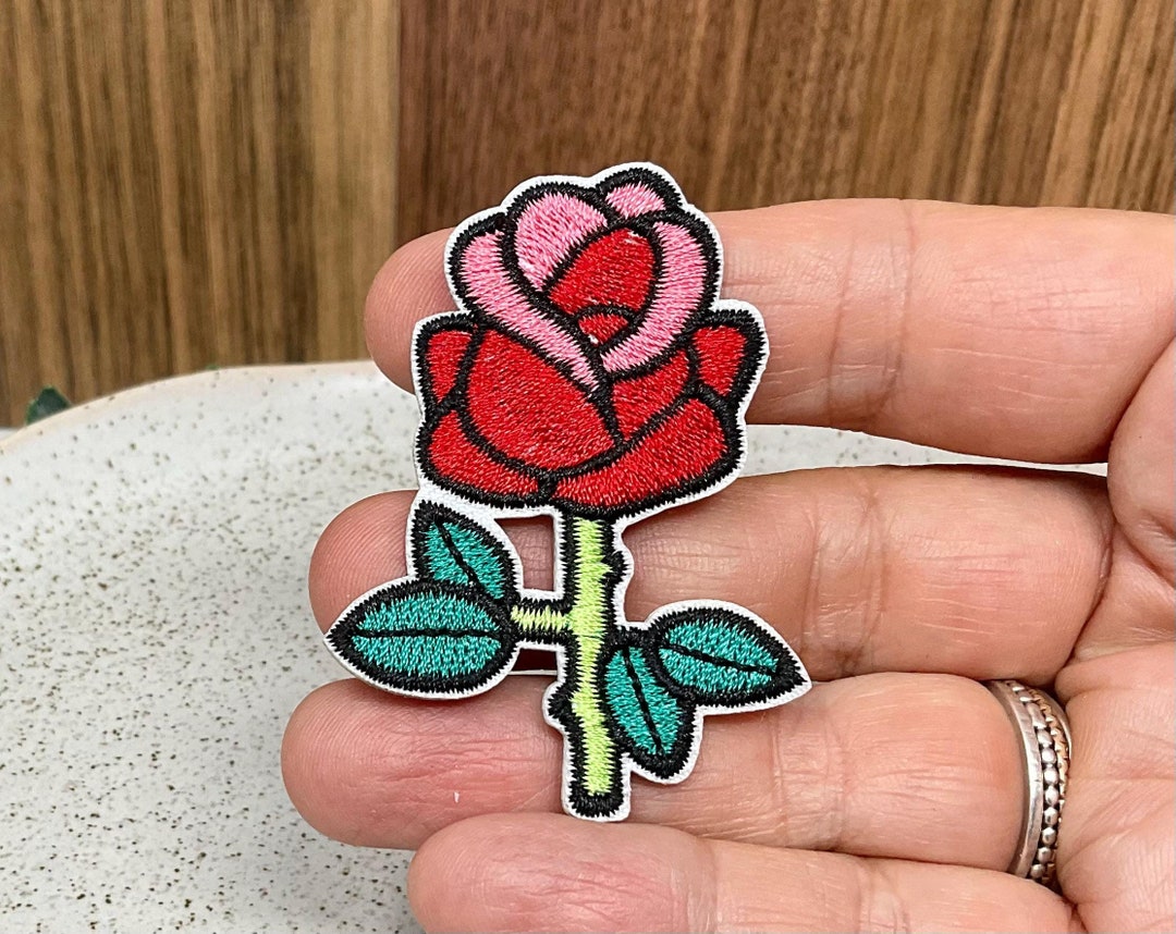 ROSE Embroidered Stick on Patch, Patches Nature Flower Decoration, Love ...