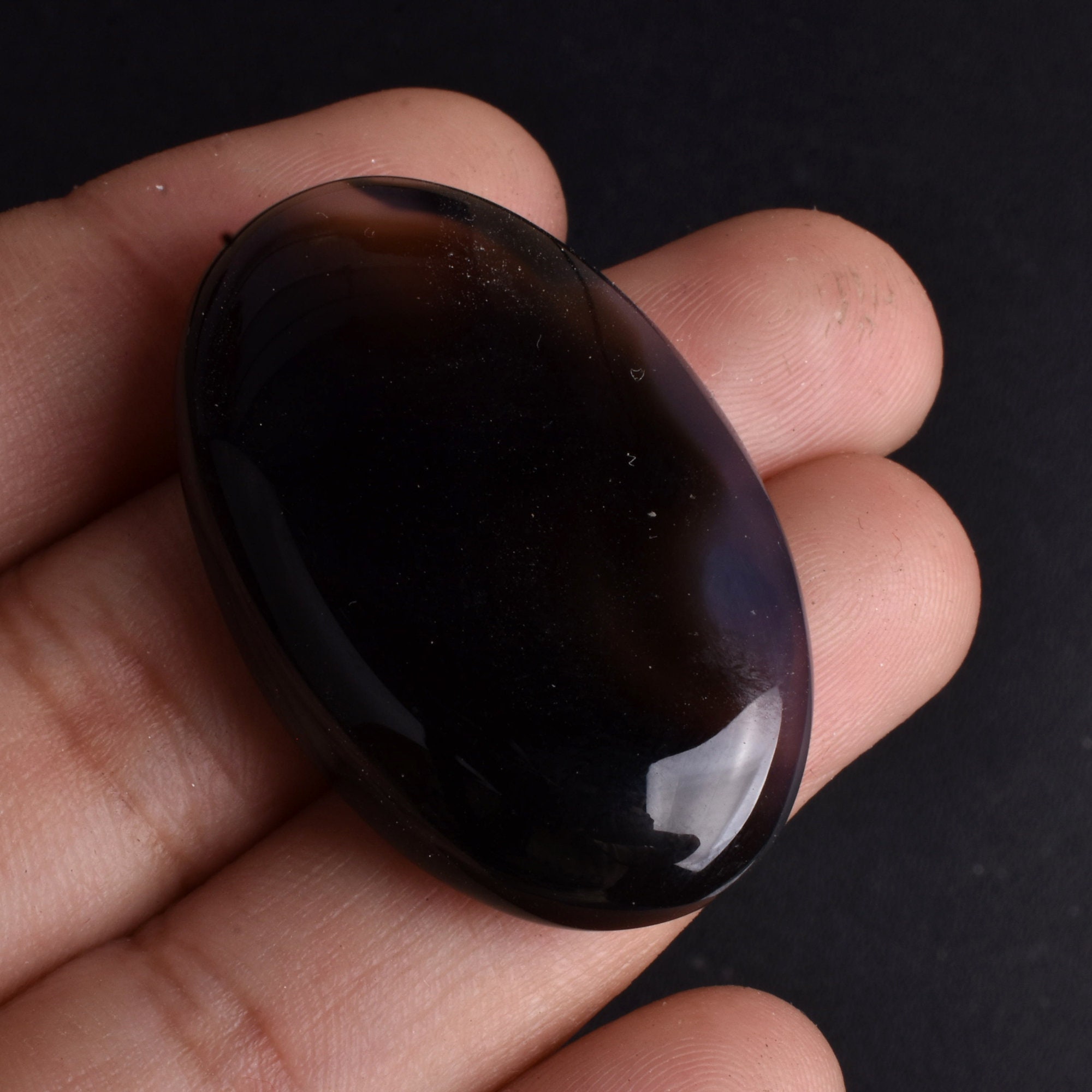 Natural Black Agate Gemstone Stone Cabochon Gemstones Plain Etsy