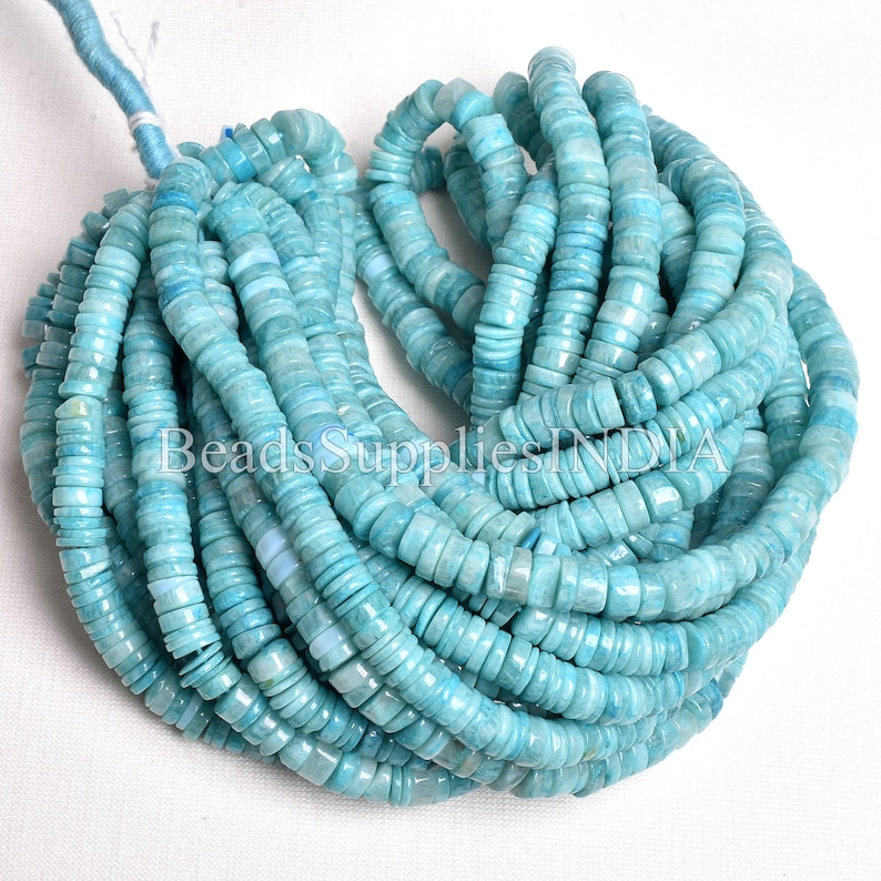 Blue Amazonite Beads Amazonite Tyre Shape Beads Amazonite Gemstone Bulk Beads Amazonite Heishi Wheel Shape Beads Amazonite