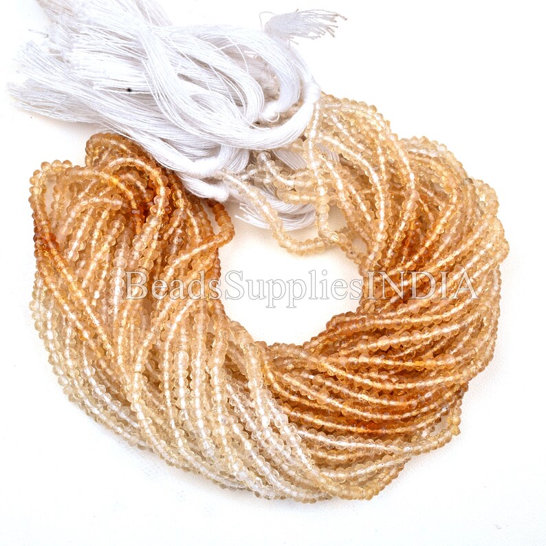 13 Inches Beads Strand Citrine Beads Rondelle Shape Beads Natural Faceted Citrine, Natural Shaded Citrine Beads Faceted Rondelle Beads
