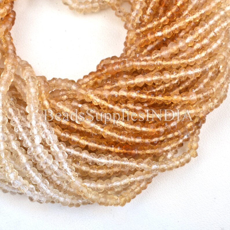 13 Inches Beads Strand Citrine Beads Rondelle Shape Beads Natural Faceted Citrine, Natural Shaded Citrine Beads Faceted Rondelle Beads