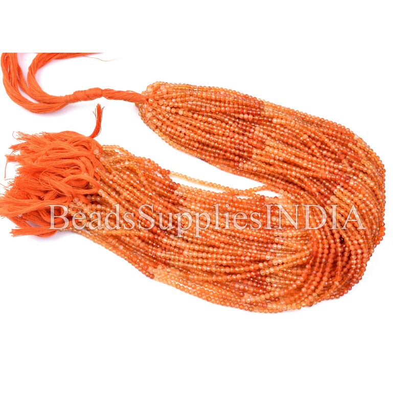 Natural Shaded Carnelian Faceted Beads,Gemstone Rondelle Beads 2mm Micro Cut Beads 13 Strand Beads